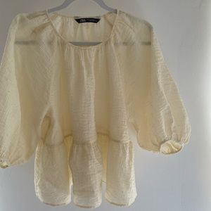 Zara Swiss Dot Peplum Blouse